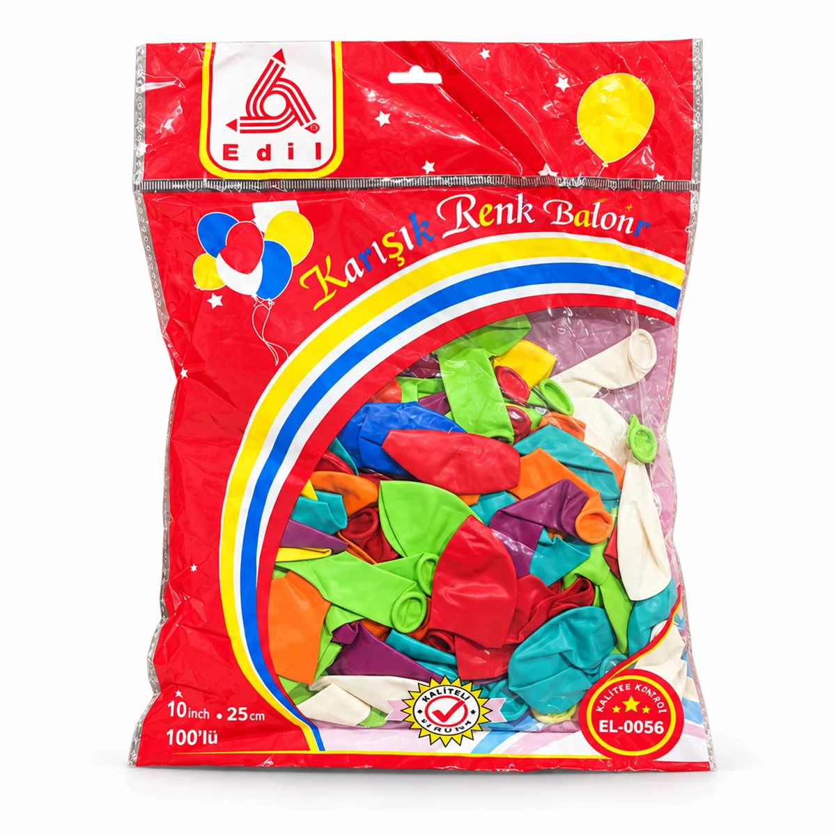 EDİL KARIŞIK RENK BALON 10 İNÇ 25 CM TEK ADET